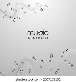 Resumen De Wavy Lines Movimiento Fondo Con Notas Musicales.
