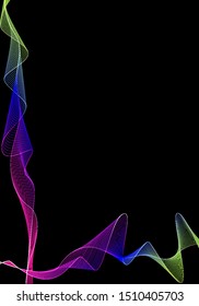 Abstract wavy lines on a black background, vector art illustration.