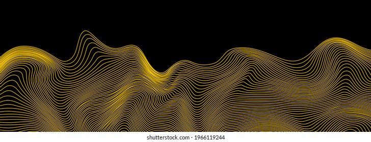 Abstract wavy lines on black background. Modern backdrop  vector eps10