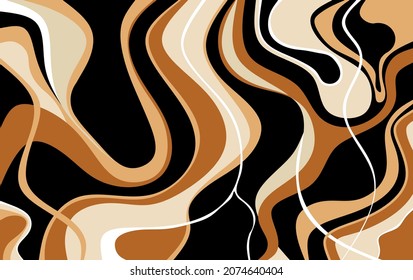 Abstract wavy lines on black. Vector Illustration.