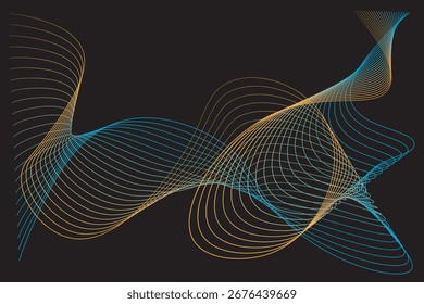 Abstract Wavy Lines on Black Background