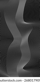 Abstract wavy Lines on Black background Black and white Texture Design
