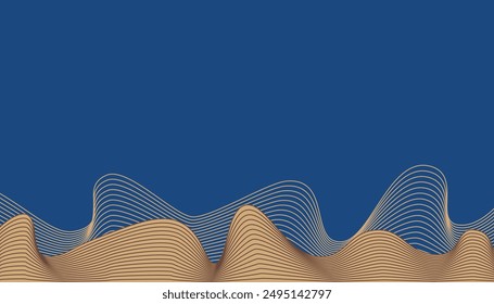 Abstractas líneas onduladas sobre fondo azul. Diseño de arte de línea ondulada geométrica para póster, folleto, cubierta, Sitio web, Anuncio.