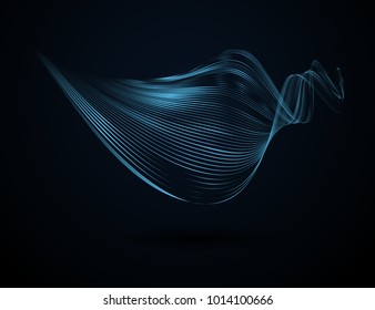 Abstract wavy lines on a dark background Futuristic technology illustration design The pattern of the wave line Abstract modern background for advertising templates web business Design element Vector