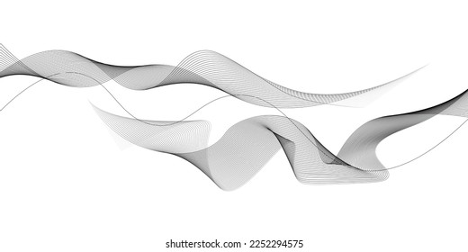 Abstract Wavy Lines on Isolated White Background. Wave line art, curved smooth design.