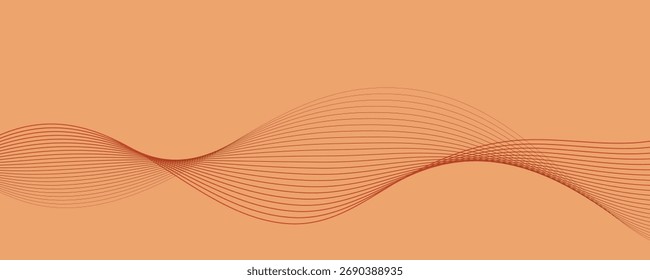 Abstract wavy lines on orange background
