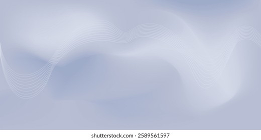 Abstract wavy lines on soft gradient background. Minimalist abstract background featuring smooth wavy lines over soft gradient surface, creating futuristic, elegant, and modern design. Vector backdrop