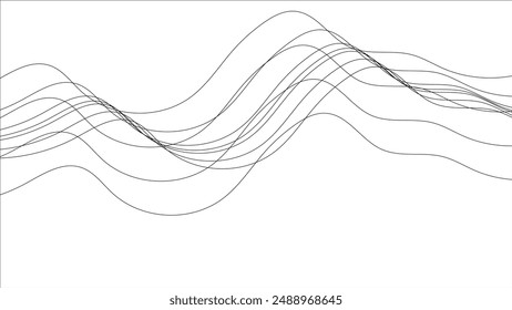 Abstract wavy lines on transparent background with grey smooth element swoosh speed wave modern stream background. Abstract wave element for design. Digital frequency track equalizer. Stylized line 