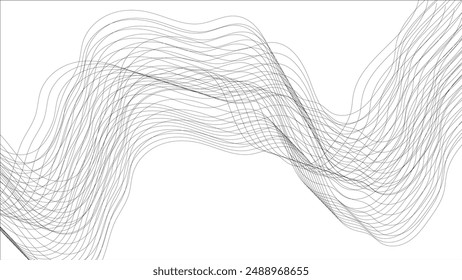 Abstract wavy lines on transparent background with grey smooth element swoosh speed wave modern stream background. Abstract wave element for design. Digital frequency track equalizer. Stylized line 