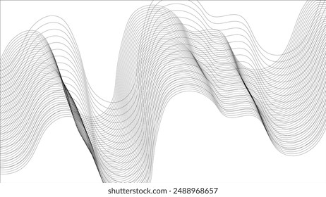 Abstract wavy lines on transparent background with grey smooth element swoosh speed wave modern stream background. Abstract wave element for design. Digital frequency track equalizer. Stylized line 