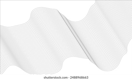 Abstract wavy lines on transparent background with grey smooth element swoosh speed wave modern stream background. Abstract wave element for design. Digital frequency track equalizer. Stylized line 