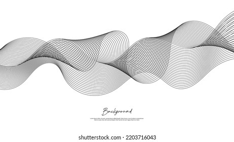 Resumen de líneas onduladas sobre fondo blanco, ilustración del vector de onda de sonido musical