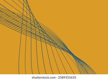 Abstract wavy lines on yellow background. Vector illustration for your design