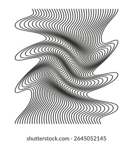 Abstract wavy lines. Optical illusion effect. Black white motion. Vector modern pattern.