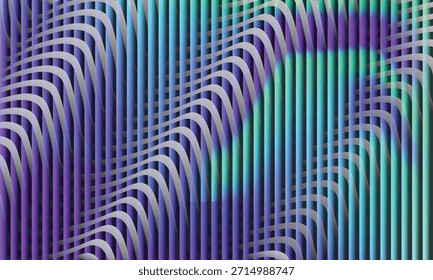 Abstractas líneas onduladas superpuestas a un vibrante fondo de gradiente púrpura y verde.