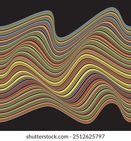 ABSTRACT WAVY LINES PASTEL FLAT COLOR PATTERN DARK BACKGROUND. GOOD FOR POSTER, WALLPAPER, COVER, FRAME, FLYER, SOCIAL MEDIA, GREETING CARD