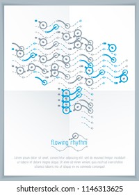 Abstract wavy lines pattern, art graphic illustration can be used as presentation flyer or brochure head page.