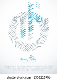 Abstract wavy lines pattern, art graphic illustration can be used as presentation flyer or brochure head page.
