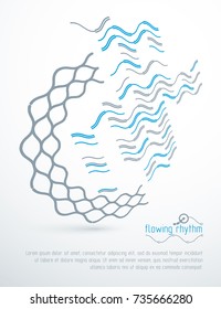 Abstract wavy lines pattern, art graphic illustration can be used as presentation flyer or brochure head page.