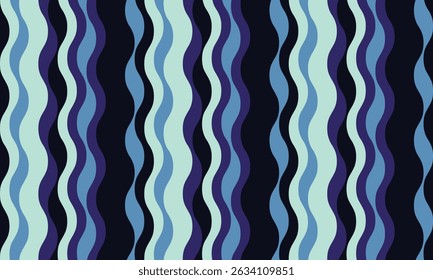 Abstract wavy lines pattern in cool blue and purple tones.  Perfect for backgrounds, website designs, textiles, or any project needing a calming, stylish, and modern aesthetic.