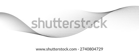 Abstract wavy lines pattern flowing smooth curve halftone gradient. Dynamic wave line pattern isolated on transparent background. Editable stroke vector background