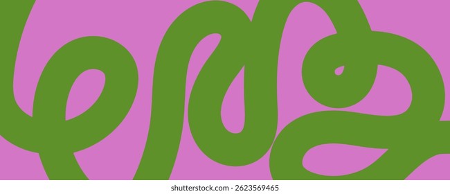 Abstract wavy lines pattern. Horizontal background with dynamic curvy stripe, hand drawing wave line in green and pink colors. Editable stroke. Vector illustration for music festival, poster, banner