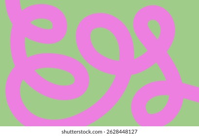Abstract wavy lines pattern. Horizontal background with dynamic curvy stripe, hand drawing wave line in green and pink colors. Editable stroke. Vector illustration for music festival, poster, banner