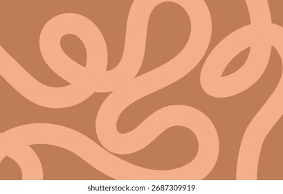 Abstract wavy lines pattern. Horizontal background with dynamic curvy stripe, hand drawing wave line in coffee, brown colors. Vector illustration for poster, banner, mixed media design