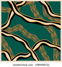 Abstract wavy lines pattern on a green background. EPS10 Illustration.
