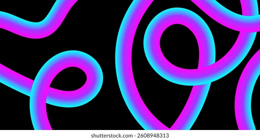 Abstract wavy lines pattern spin blue pink light isolated on black background in the concept of music, science, Ai technology, digital futuristic banner

