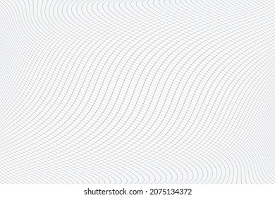 Abstract wavy lines pattern with twisting movement effect. White textured background. Vector art.