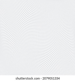 Abstract wavy lines pattern with twisting movement effect. White textured background. Vector art.