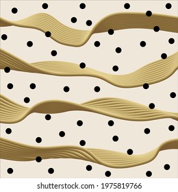 Abstract wavy lines with polka dot pattern on a beige background. EPS10 Illustration.