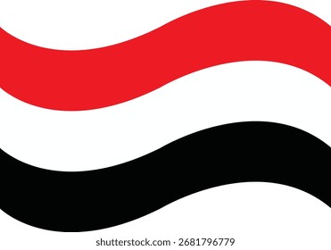 Abstrai linhas onduladas em vermelho e preto sobre um fundo branco, representando movimento, fluxo ou uma bandeira estilizada.
