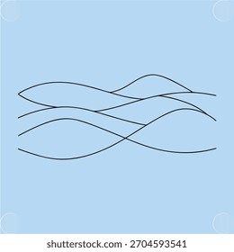 Líneas onduladas Abstractas que representan el agua o las colinas Line Art