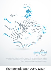 Abstract wavy lines rhythm pattern for use in graphic and web design. Vector technology flyer template.