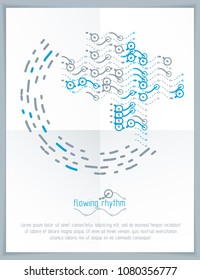 Abstract wavy lines rhythm pattern for use in graphic and web design. Vector technology flyer template.
