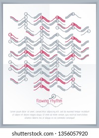 Abstract wavy lines rhythm pattern for use in graphic and web design. Vector technology flyer template.