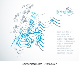 Abstract wavy lines rhythm pattern for use in graphic and web design. Vector technology flyer template.
