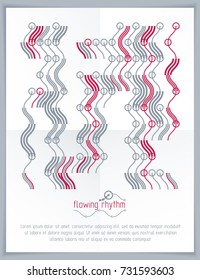 Abstract wavy lines rhythm pattern for use in graphic and web design. Vector technology flyer template.