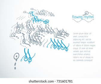 Abstract wavy lines rhythm pattern for use in graphic and web design. Vector technology flyer template.