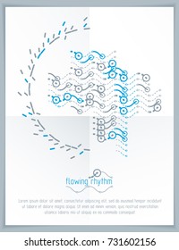 Abstract wavy lines rhythm pattern for use in graphic and web design. Vector technology flyer template.