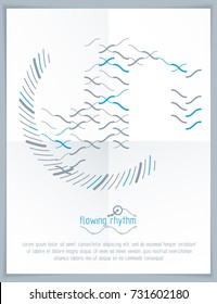 Patrón de ritmo de líneas onduladas abstractas para su uso en diseño gráfico y web. Plantilla de volante de tecnología vectorial.