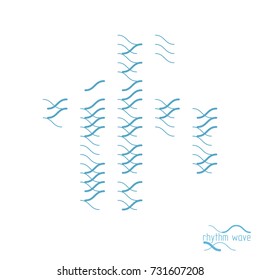Abstract wavy lines rhythm pattern. Vector technical background, artistic graphic illustration.