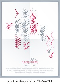 Abstract wavy lines rhythm pattern for use in graphic and web design. Vector technology flyer template.