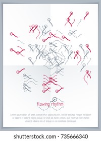 Abstract wavy lines rhythm pattern for use in graphic and web design. Vector technology flyer template.