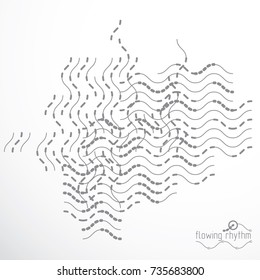 Abstract wavy lines rhythm pattern. Vector technical background, artistic graphic illustration.