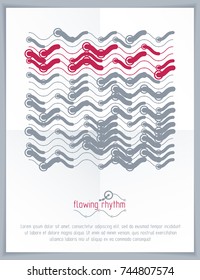 Abstract wavy lines rhythm pattern for use in graphic and web design. Vector technology flyer template.