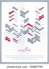 Abstract wavy lines rhythm pattern for use in graphic and web design. Vector technology flyer template.