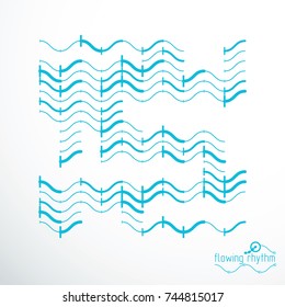 Abstract wavy lines rhythm pattern. Vector technical background, artistic graphic illustration.